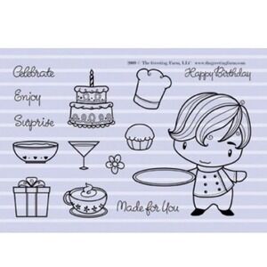 HAPPY‎ CHEF-The Greeting Farm Red Cling Rubber Stamp-Stamping Craft Ian Cook Set